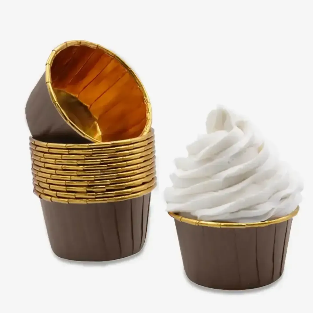 FORMA CUPCAKE CASTANHO&OURO 6.8X3.9X5CM 24UNI